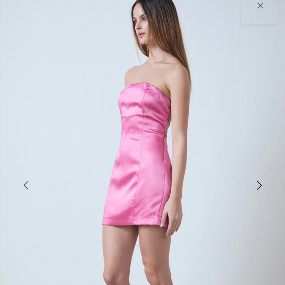 Endless Rose 🌹 SATIN CROSS SPAGHETTI TIE MINI DRESS L - Picture 3 of 13